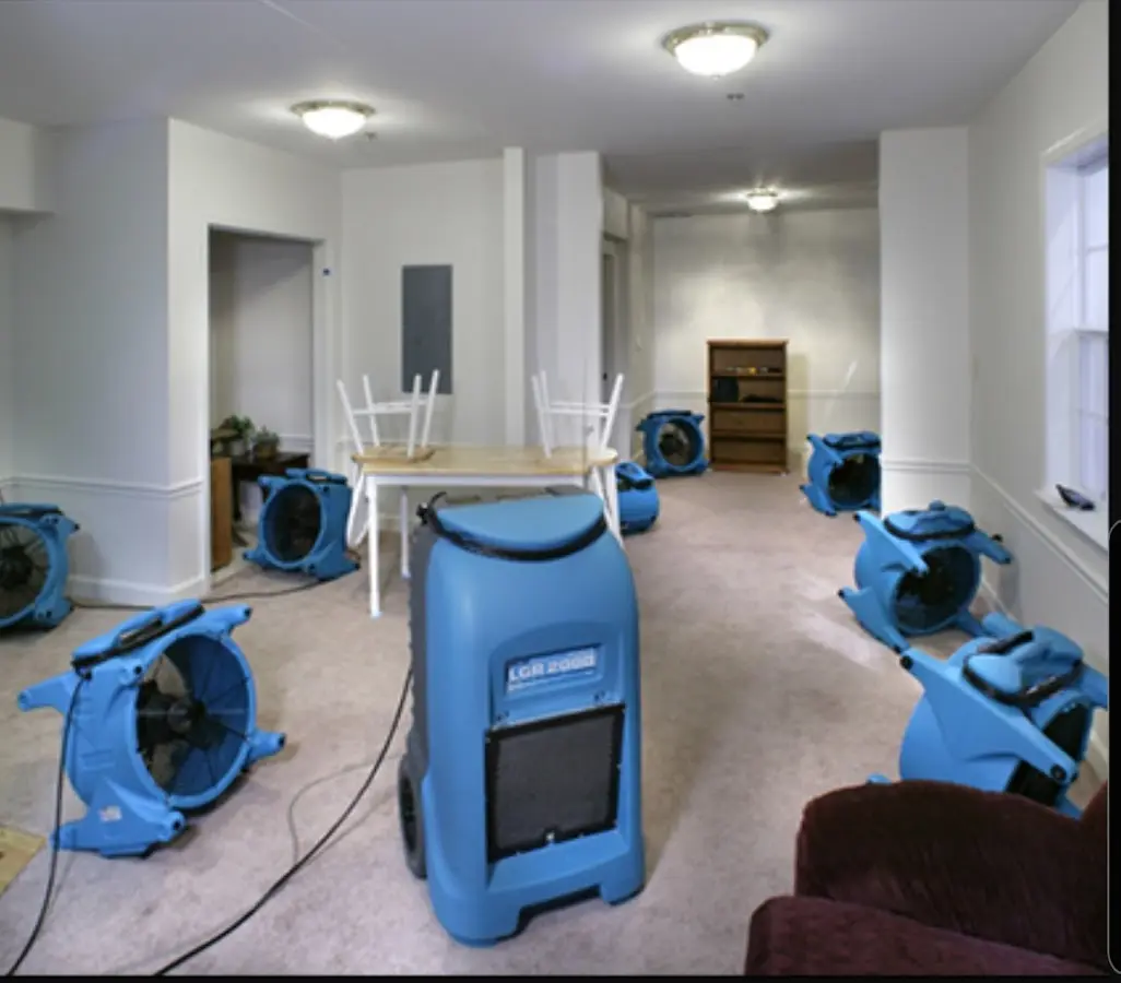 Air movers and dehumidifier setup for Water Extraction & Removal in Salida